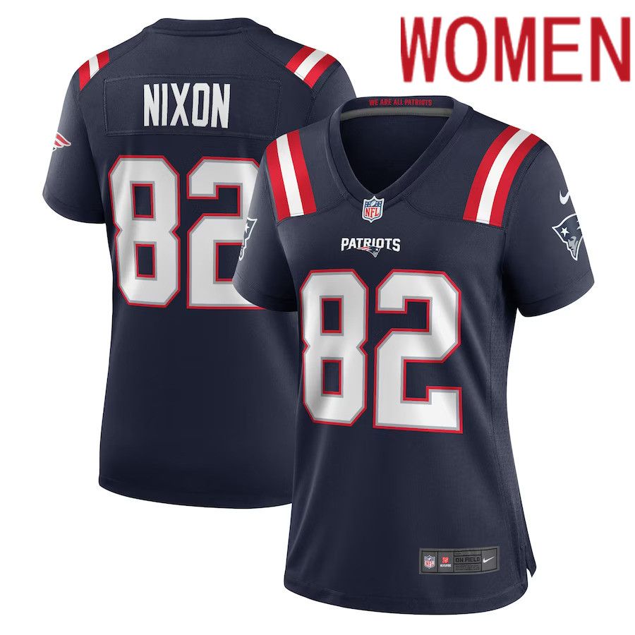 Women New England Patriots #82 Tre Nixon Nike Navy Player Game NFL Jersey